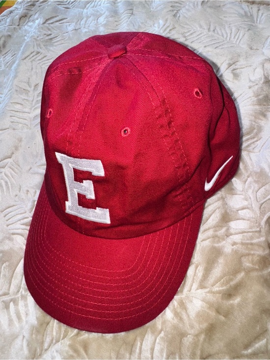 Nike Accessories - Nike Red Baseball Cap with White 'E' Patch and Swoosh